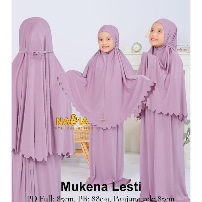 AliMaMa - MUKENA ANAK LESTI LASER - Mukenah Perempuan Telekung Traveling Jersey Jersi Fashion Muslim