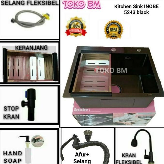 kitchen sink jkm 5243 hitam doff/sink jkm 5243 black stainless sus 304