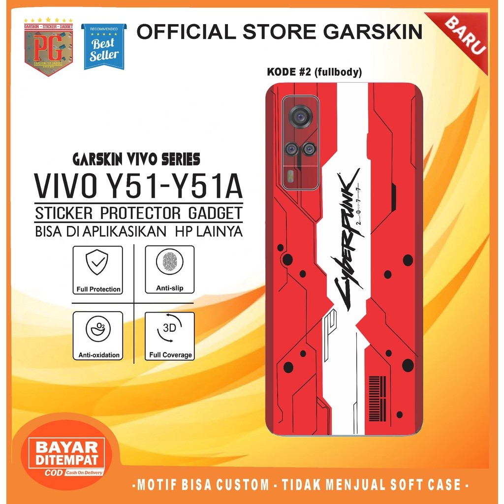Garskin Case Vivo Y51a Custom Bisa COD 2Pcs