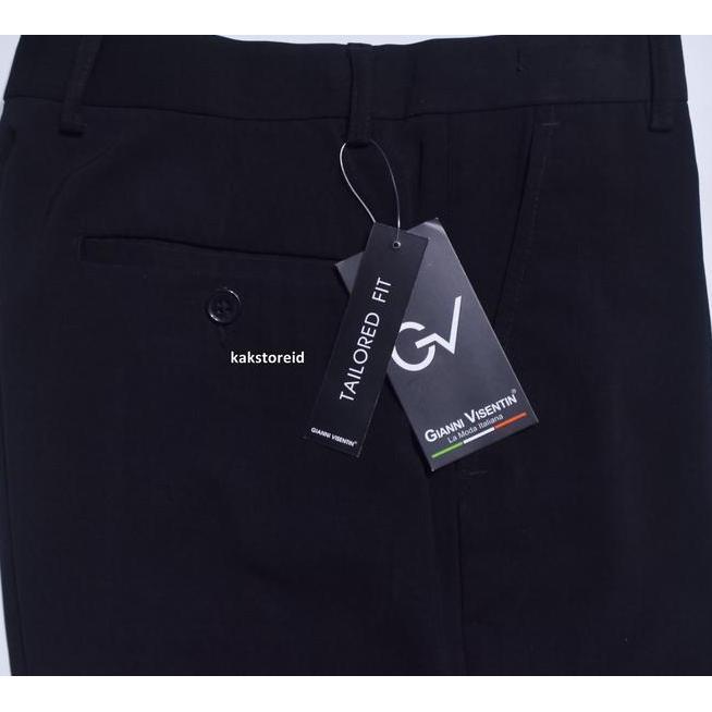 Gianni Visentin Celana Gianni Visentin Celana Kerja Hitam Formal Pria Tailored Fit Var6029