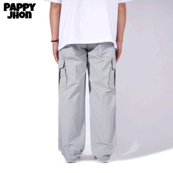 Pappyjhon - Long Pappyjhon Long Pants Cargo Grey Twill Herringbone Celana Panjang