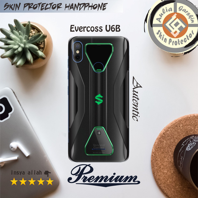 Garskin Case Garskin Hp Evercoss U6b Motif Shark Black - Free Custom Custom Bisa COD 2Pcs