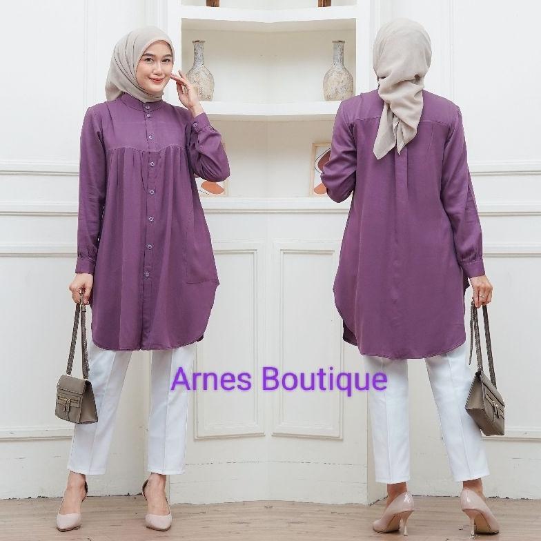 Original Baju Putih Atasan Wanita Tunic Rayon Twill Polos Busui Friendly Tunik Kerja Kuliah Basic