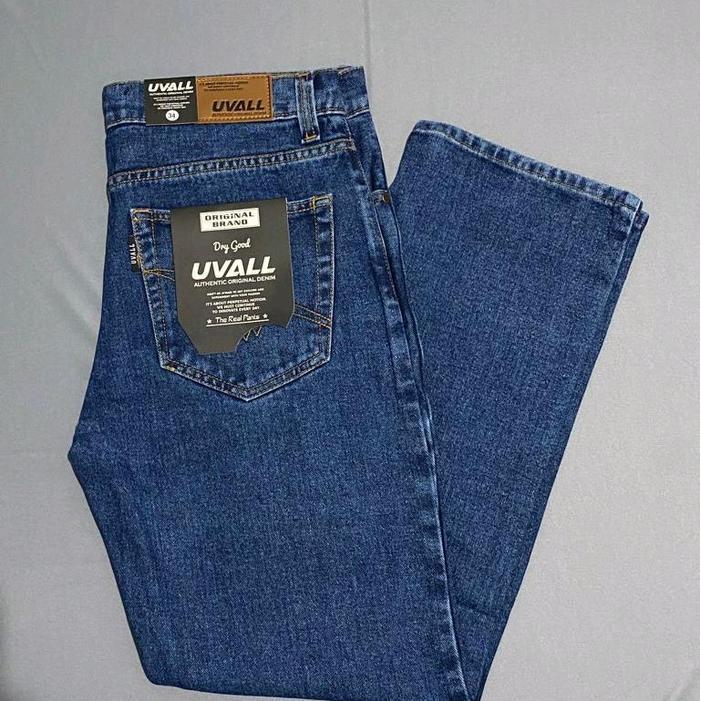 Bisa Cod - Uvall Denim  - Celana Jeans Panjang Pria Original Model Reguler Loose Fit Standar Basic B