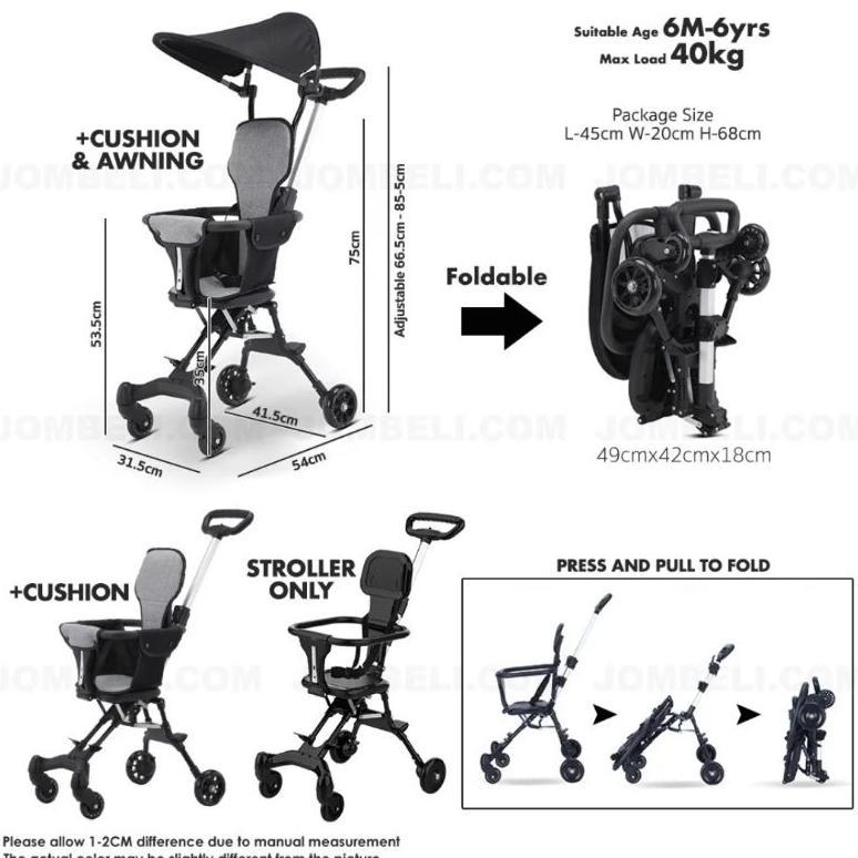 Magic Stroller Bayi Stroller Anak Kreta Bayi Dorong Roda 4 Baby Multi Fungsi