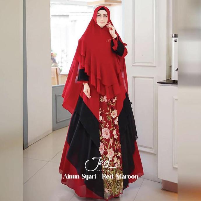 Jeel Boutique l Ainun Gamis Syari Terbaru 2023 | Warna Abu, Coksu, Dusty, Hijau Mint, Hitam, Merah, 