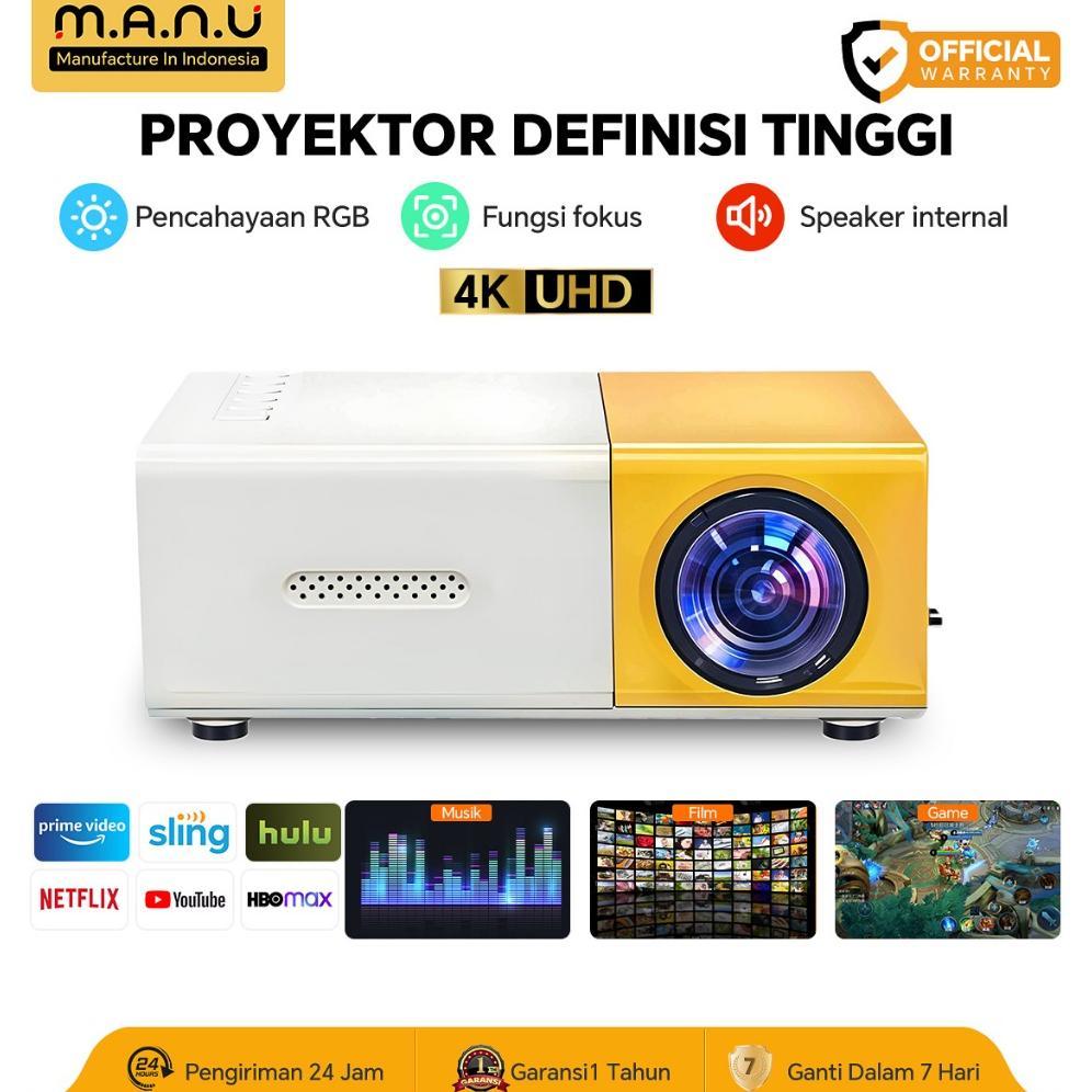 MANU YG300 Proyektor Mini Portable Hp Android 4K HDMI Led Mini Proyektor Home Theater Cinema Media P