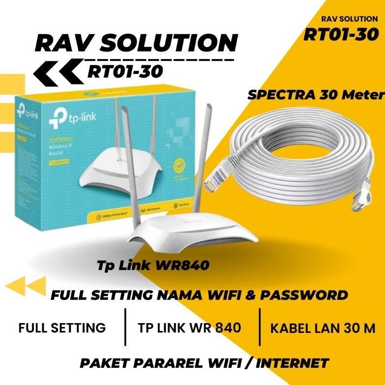 PAKET PARAREL WIFI ROUTER TP LINK WR840 + KABEL LAN 30 METER terlaris