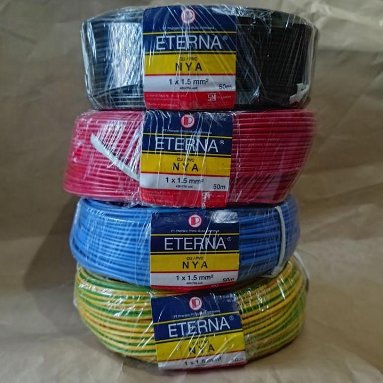 ORI: KABEL NYA ETERNA/BUANA 1x1,5 50MITER(KAWAT)SNI terlaris