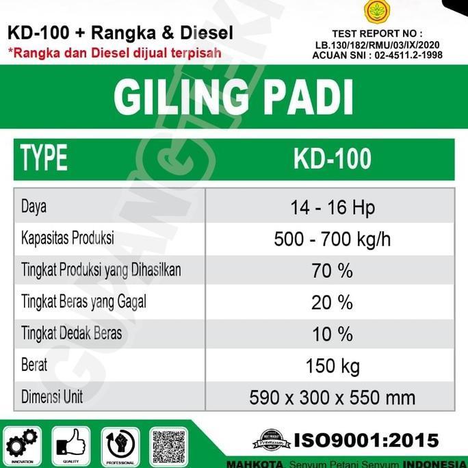 Mesin Penggiling Padi MAHKOTA KD100 / Rice Polisher Beras Kebi Mini KD 100 Mesin Giling Poles Slep P