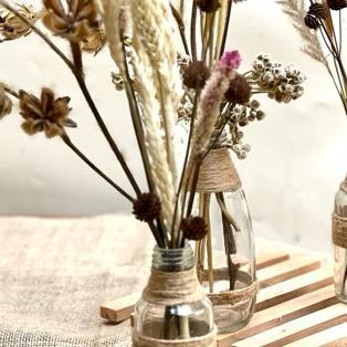 Bunga Kering Daun Rustic Dan Vas Botol Kaca
