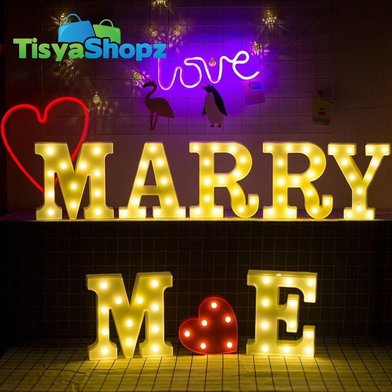 [ A S/D Q ] Lampu Led Huruf / Lampu Huruf Hias [ Tidak Termasuk Baterai ]