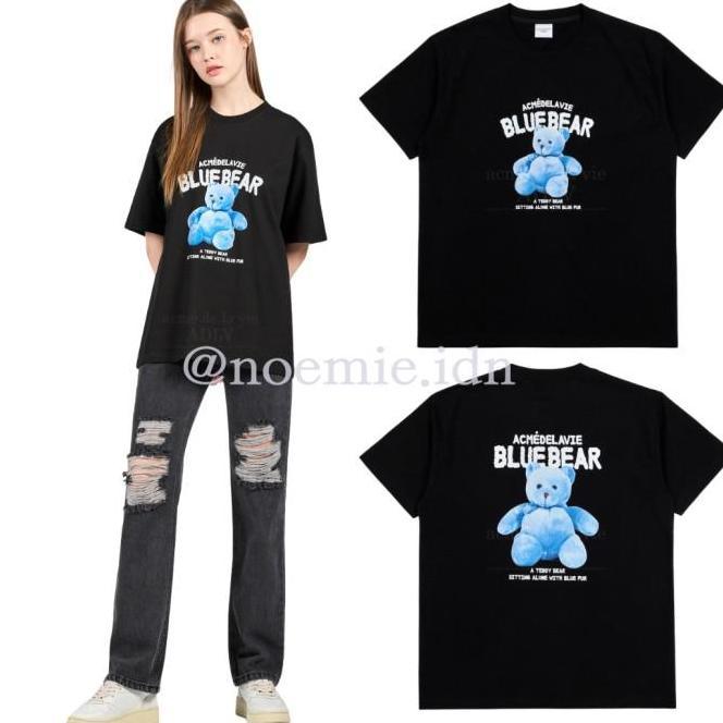 Adlv Adlv Blue Teddy Bear Blue Black Short Sleeve T-Shirt