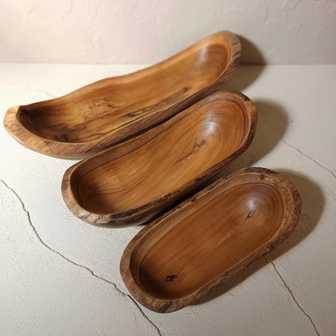 Piring Ukiran Kayu akar jati bentuk panjang tempat penyimpanan serbaguna dekorasi meja makan