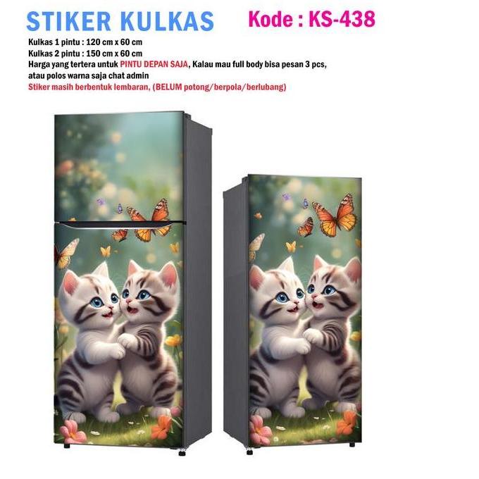 Stiker Kulkas 1 Pintu dan Sticker Kulkas 2 pintu Kucing Lucu