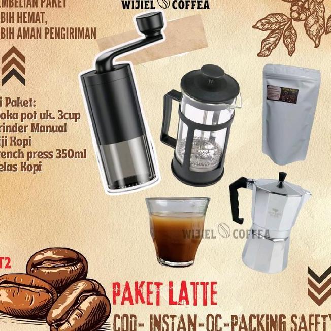 Paket Alat Kopi Latte Mokapot Espresso Grinder Kopi Manual French Press Kopi Set Alat Kopi Alat Kopi