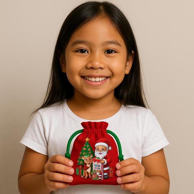 Avvolgere- Amplop Natal Lucu Isi 10 Pcs Karakter Kain Serut Merah