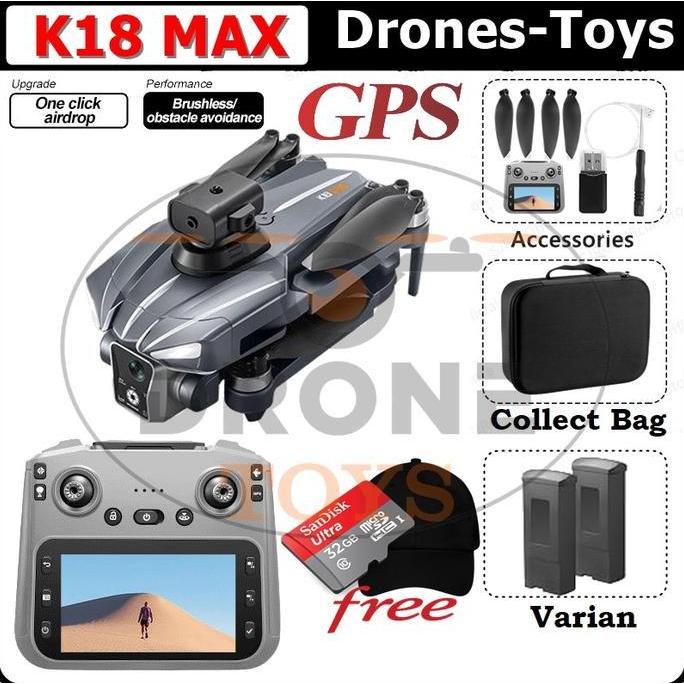 TERBARU NEW K18 MAX GPS AIRDROP DRONE FISHING 360 LASER OBSTACLE AVOIDANCE OPTICAL FLOW RC SCREEN RE