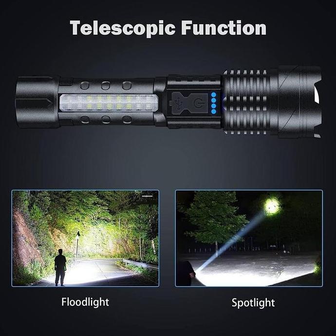 EZESJIT Senter Swat Police Terbaik / zoom 7 mode cahaya senter/Senter Led Rechargeable /Senter led a