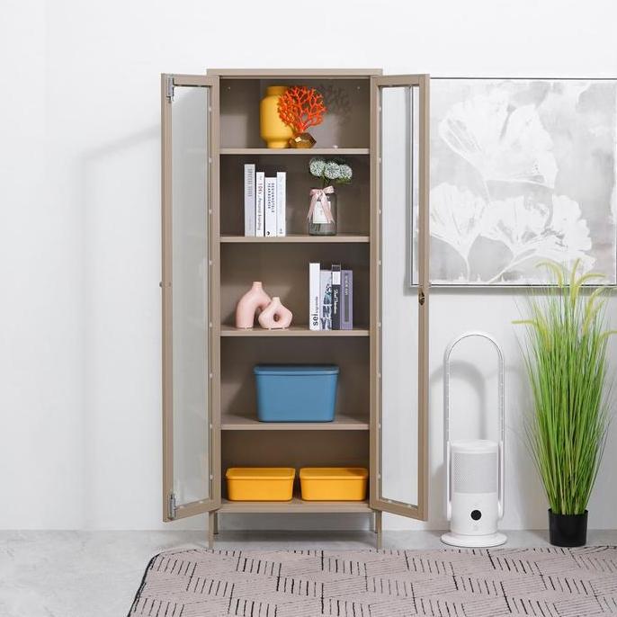 Informa Flins Lemari Arsip Kantor Metal 2 Pintu Kaca High Rak Buku Pajangan Tempat Dokumen Filing Ka