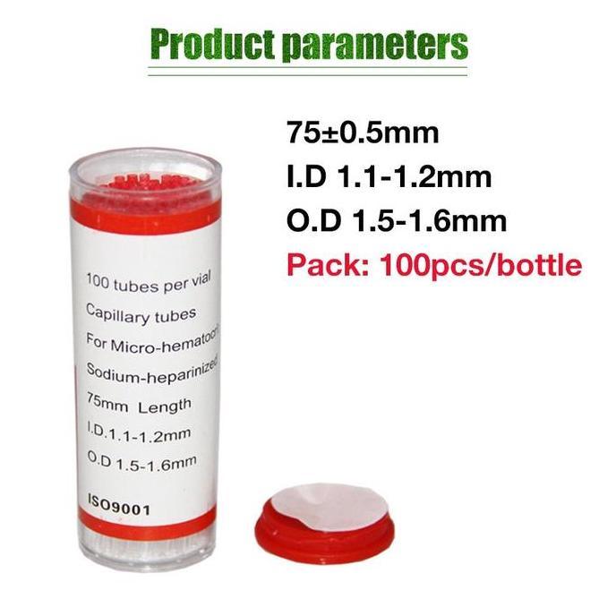 HASQUINE Tabung Pipa Kapiler Tabung Hematokrit Haematocrit Mikro Kapiler Heparin Pipa Kapiler Labora