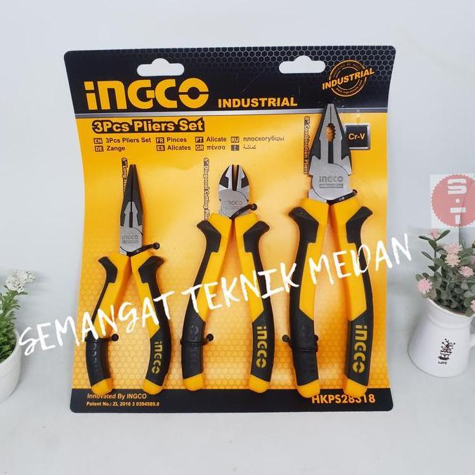 INGCO TANG SET INDUSTRIAL KOMBINASI 8" LANCIP 6" POTONG 6" 3PCS INGCO