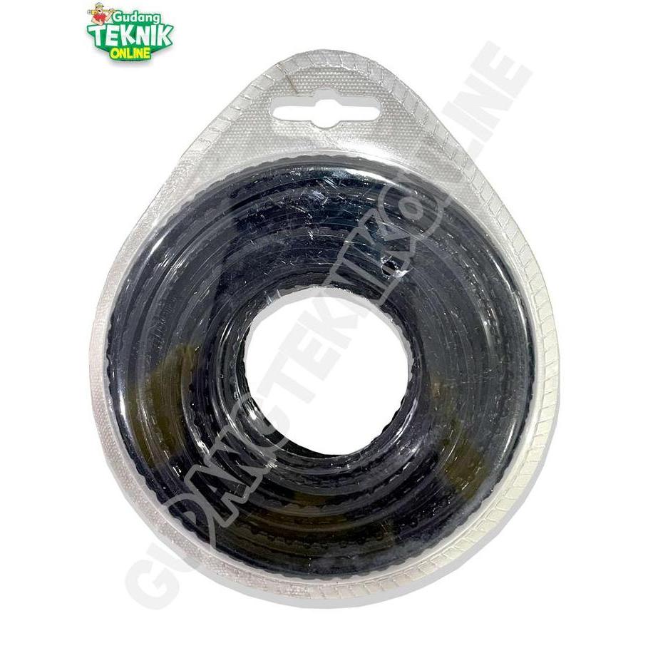 Tali Senar Potong Rumput 3x15m ALDO HITAM KOTAK GERIGI ZIGZAG / Mata Pisau Senar Bulat Mesin Pemoton