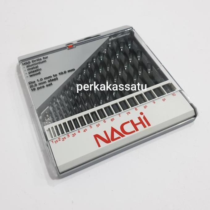 MATA BOR BESI SET 19 PCS NACHI 1-10MM STRAIGHT SHANK DRILL1 - 10 MM