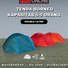 Tenda Borneo 4 / Tenda Camping Dome 4 -5 Orang Double Layer
