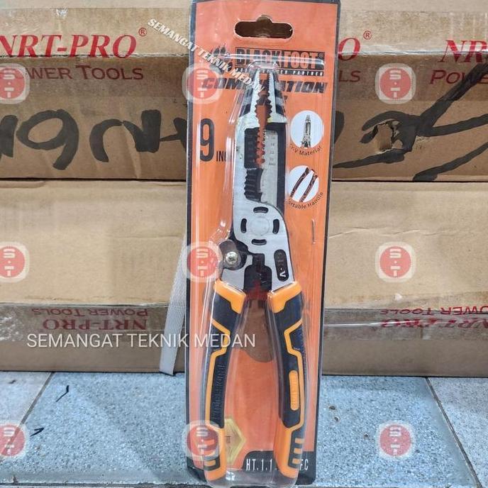 BEBAS ONGKIR - TANG MULTIFUNGSI CRIMPING TOOL KUPAS POTONG KABEL 9" INCH BLACKFOOT