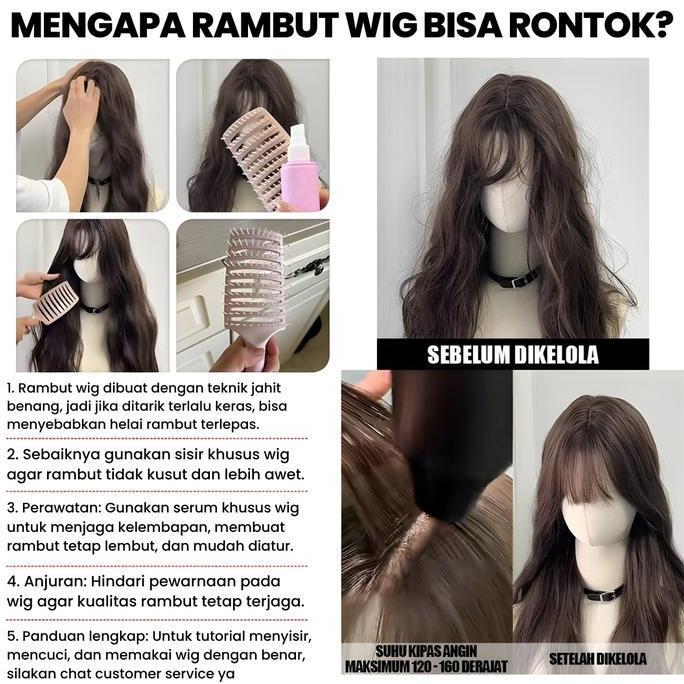 Wig rambut pendek Wig ibu ibu Wig wanita full kepala Wig daily Keriting Wig murah Rambut