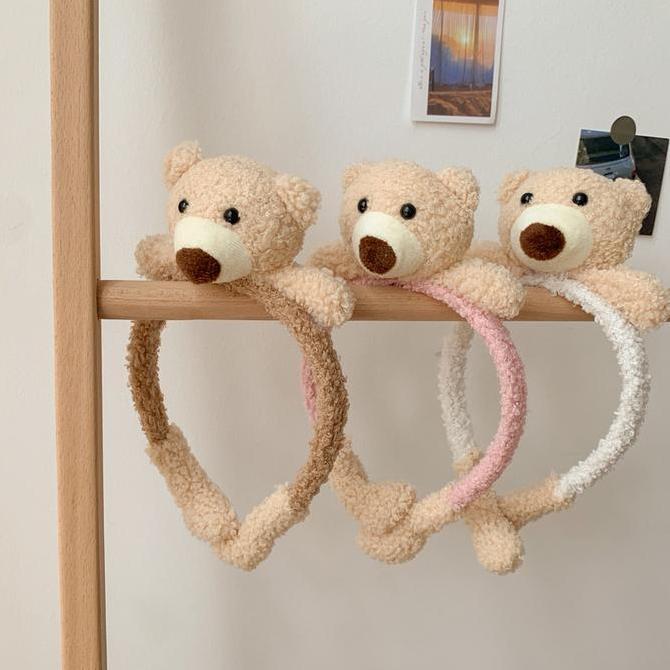FLUFFY BEAR HEADBAND / BANDO BONEKA KOREA LUCU / BANDO BERUANG