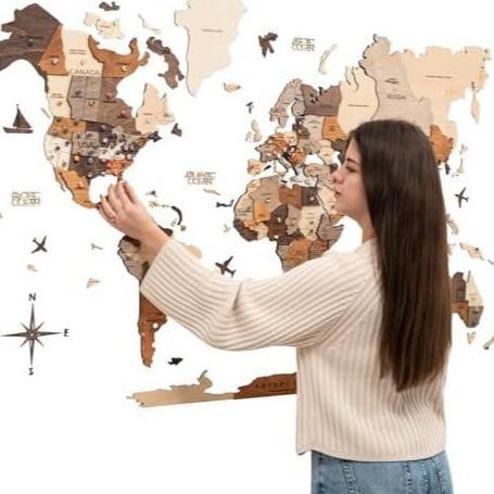 Enjoy The Wood 3D Wood World Map Wall Art Large Wood Wall Decor