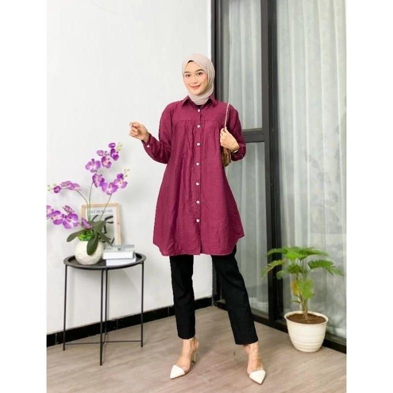 murah tunik eva kancing depan belakang variasi