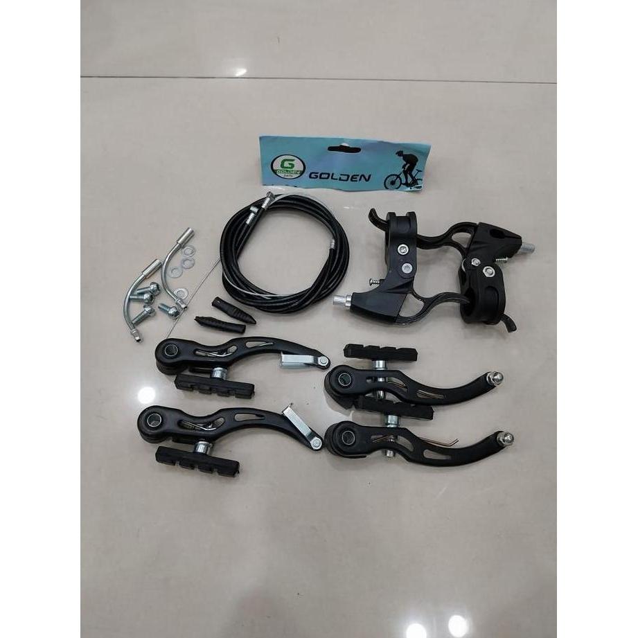Fullset rem sepeda rem v brake 1 set golden rem V brake sepeda