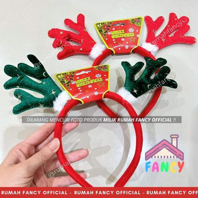 Rumah Fancy Official Bando Natal Perlengkapan Foto Photobooth Santa & Rusa Boneka Natal Bando Reinde