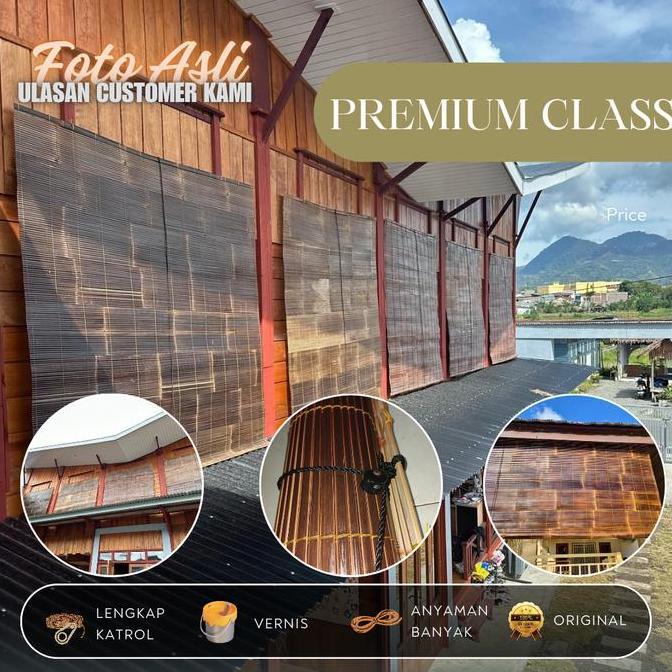 tirai bambu kerey bambu kerei sudah vernis dan bilah bambu hitam murah