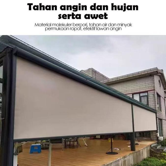 Roller Blind Outdoor Anti Hujan & UV - Tirai Gulung Luar Rumah untuk Teras & Balkon