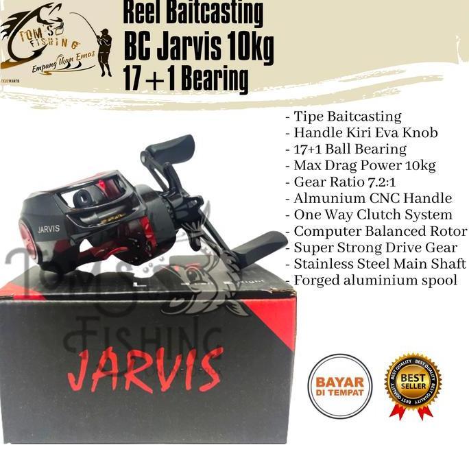 Reel Pancing BC Baitcasting Jarvis 7.2:1 Handle Kiri (17+1 Bearing) 10kg Power Murah - Toms Fishing