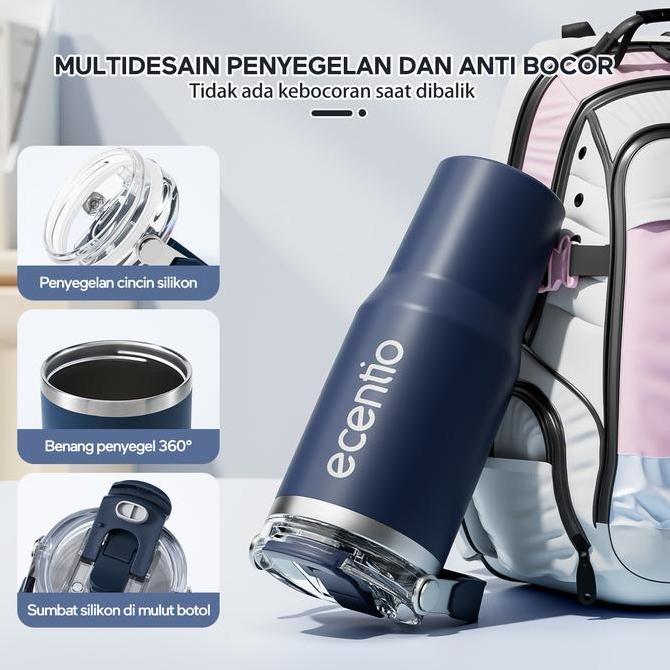 ecentio botol minum stainless steel 1200ML Termos tahan panas dingin 24 jam Kapasitas besar Outdoor 