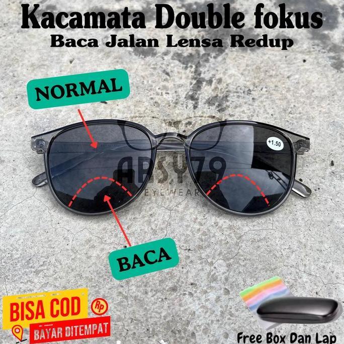 Promo Kacamata Double Fokus Baca Dan Jalan Lensa Redup Model Oval Kacamata Fashion Baca Dan Jalan Un