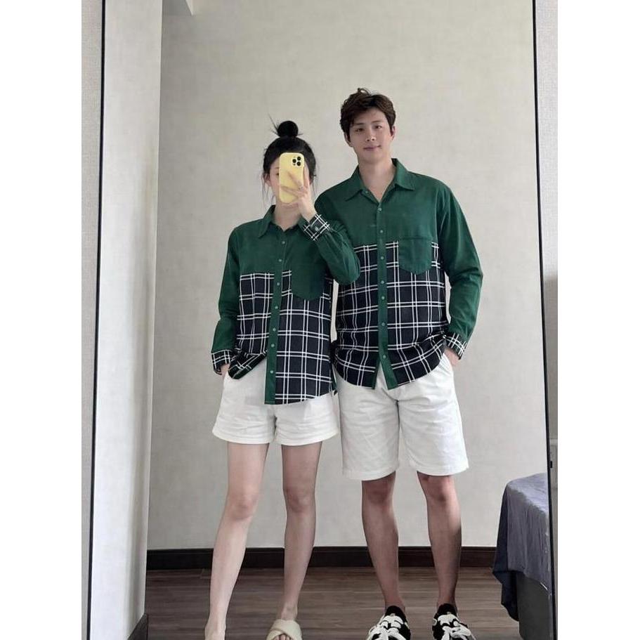 VATGUVOH Couple Shirt Korea Viral  Baju Couple Premium Aesthetic  Kemeja Pasangan Kekinian Baju foto