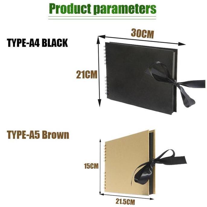 SOJEHBOW 30lembar Scrapbook Album Foto Diy Buku Foto A5 A4 Scrapbook Hitam Aesthetic Album Vintage B