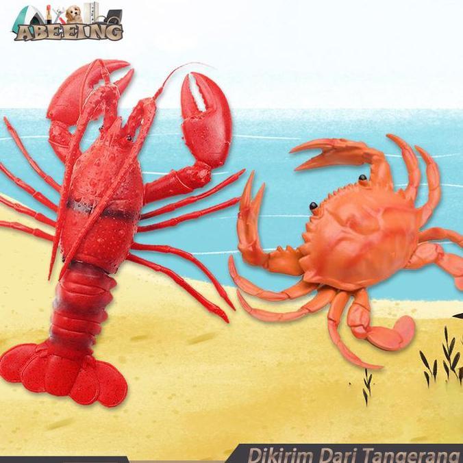 WINTURY Mainan Kepiting Lobster Karet Miniatur Animal Figure Bersuara