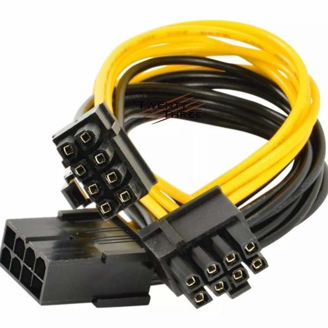 Kabel 8 pin PCIE female to dual 6+2 pin cabang Splitter power VGA