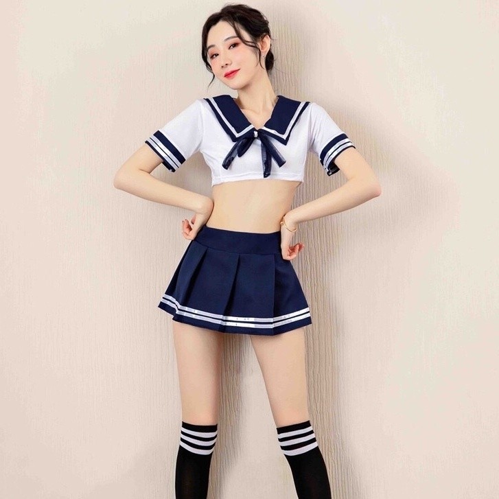 Set Lingerie Baju Seksi & Rok & Gstring Cosplay Seragam Siswa Jepang 1149