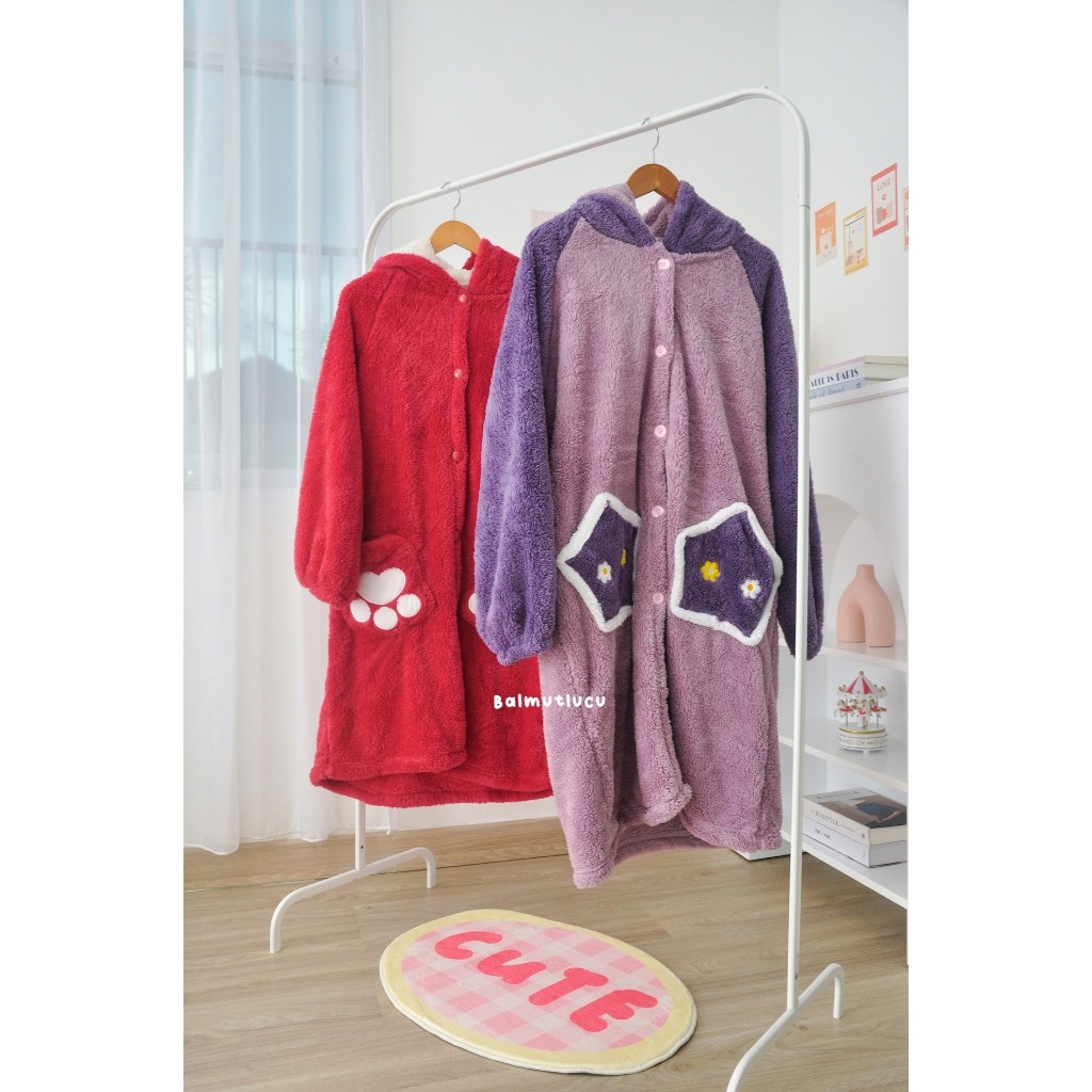 Balmutlucu | Onesie Piyama | Baju Tidur Daster Kostum Model Terusan Dress Rok Gaun Lengan Panjang Ho