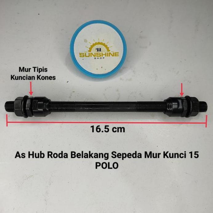 As Hub Bos Roda Belakang Single Speed 165mm x 9.3mm Sepeda Anak Onthel BMX POLO Black