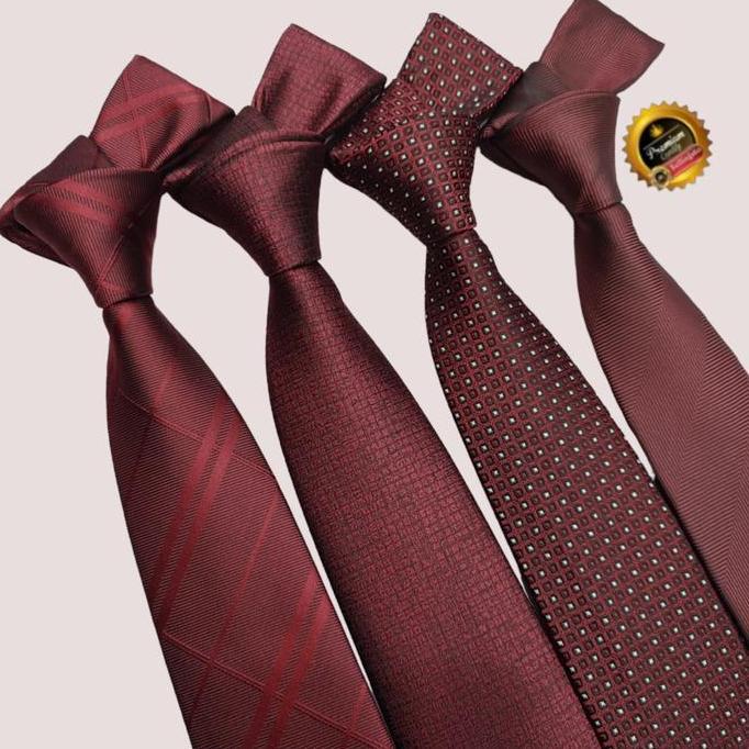 Dasi maroon polos dasi ikat manual dasi kantor pria dasi merah import
