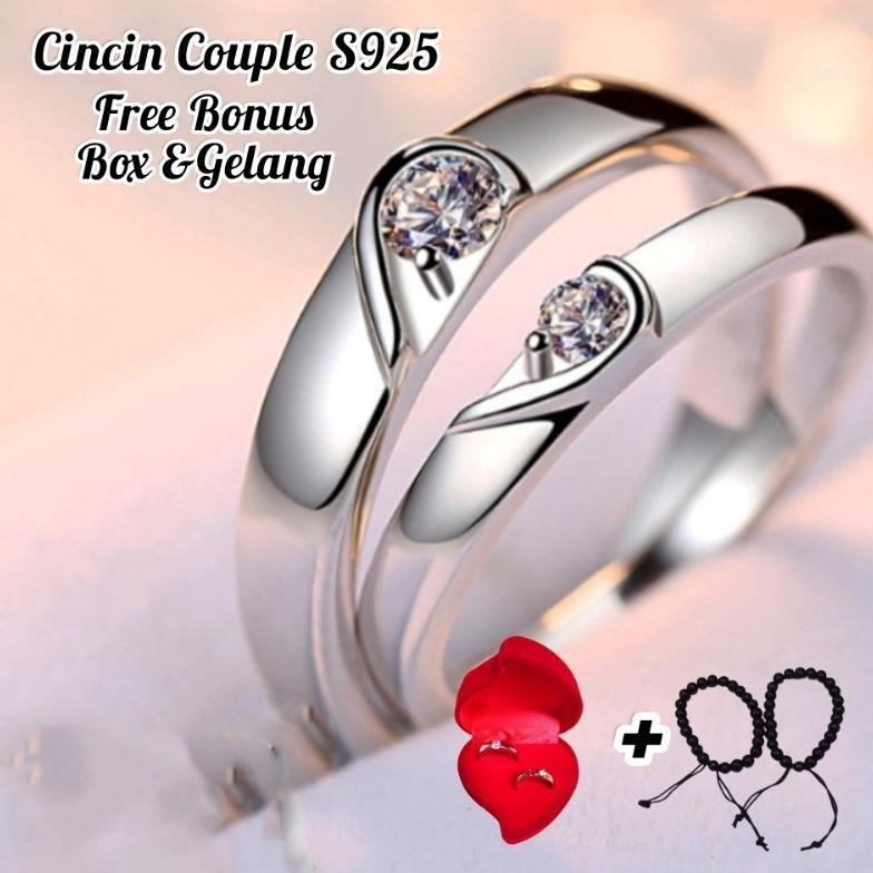 NEW Cincin Couple Perak S925 Adjustable Cicin Cople Perak 925 Ring Pria Wanita Cicin Tunangan Kawin 